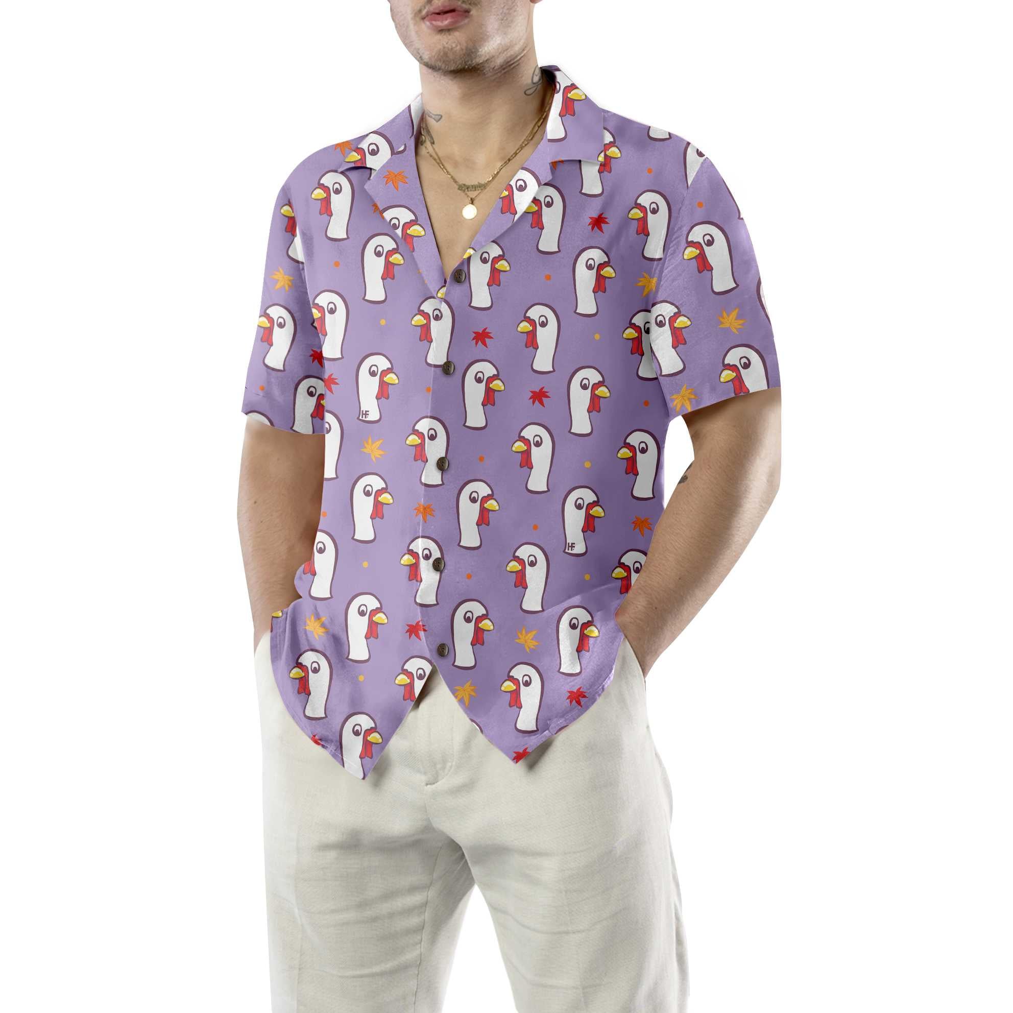 Thanksgiving White Turkey Hawaiian Shirt, Gobble Gobble Shirt, Best Gift For Thanksgiving Day