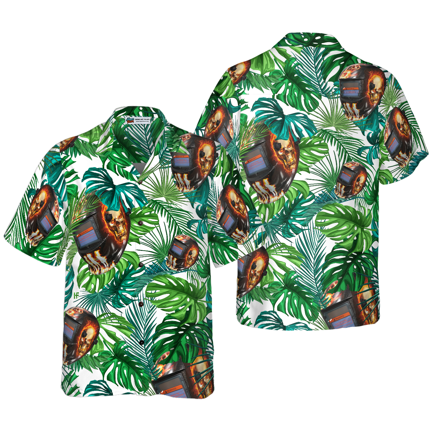 Skull Welder Helmet Tropical Hawaiian Shirt