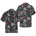 Skulls With Blue Snakes And Red Roses Hawaiian Shirt