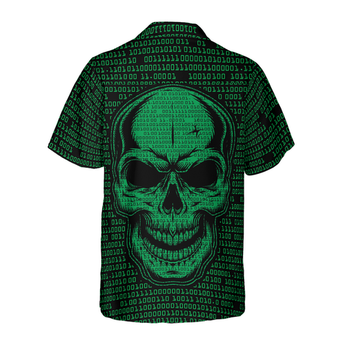 Binary Code Skull Hawaiian Shirt