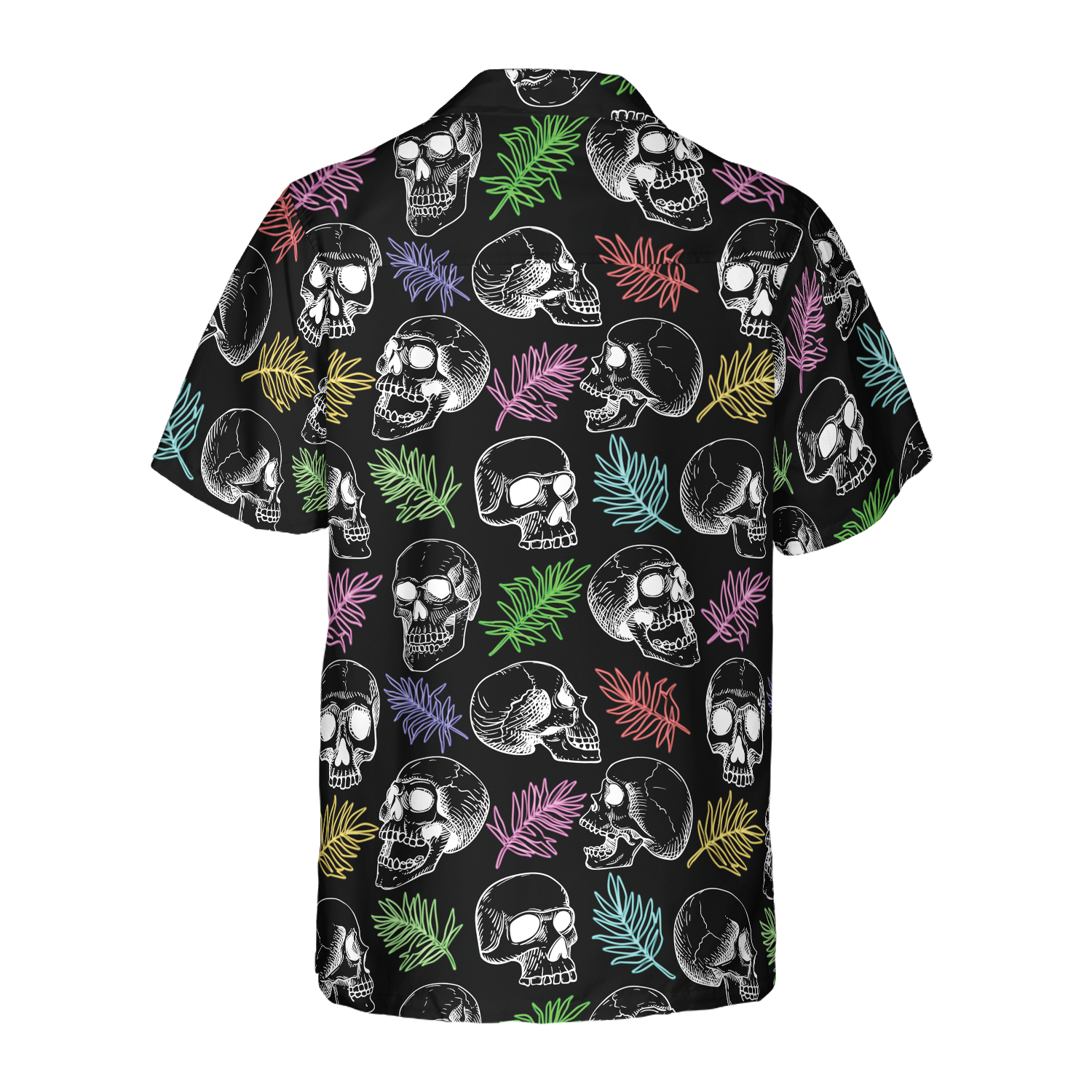 Skulls And Colorful Palm Leaves Hawaiian Shirt