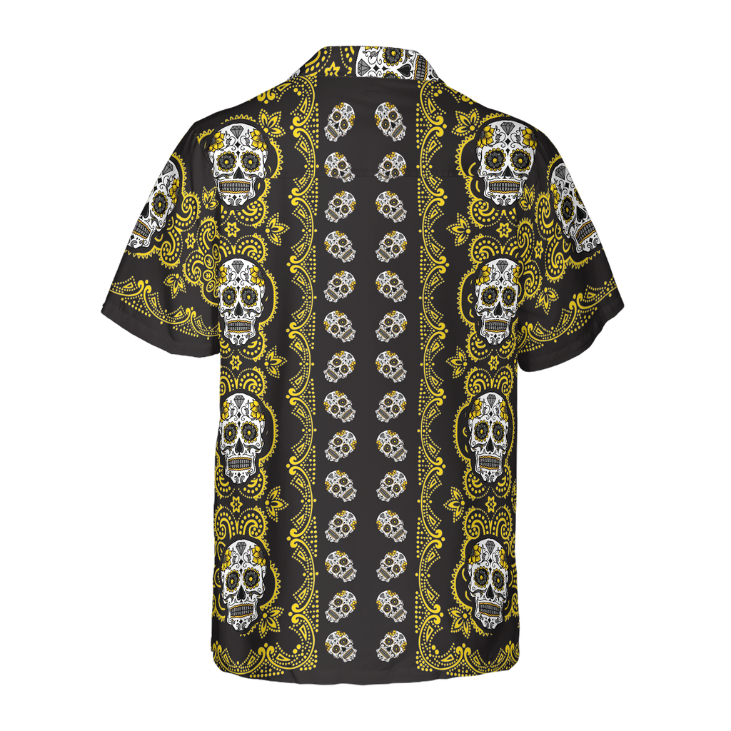 Yellow Sugar Skull Hawaiian Shirt