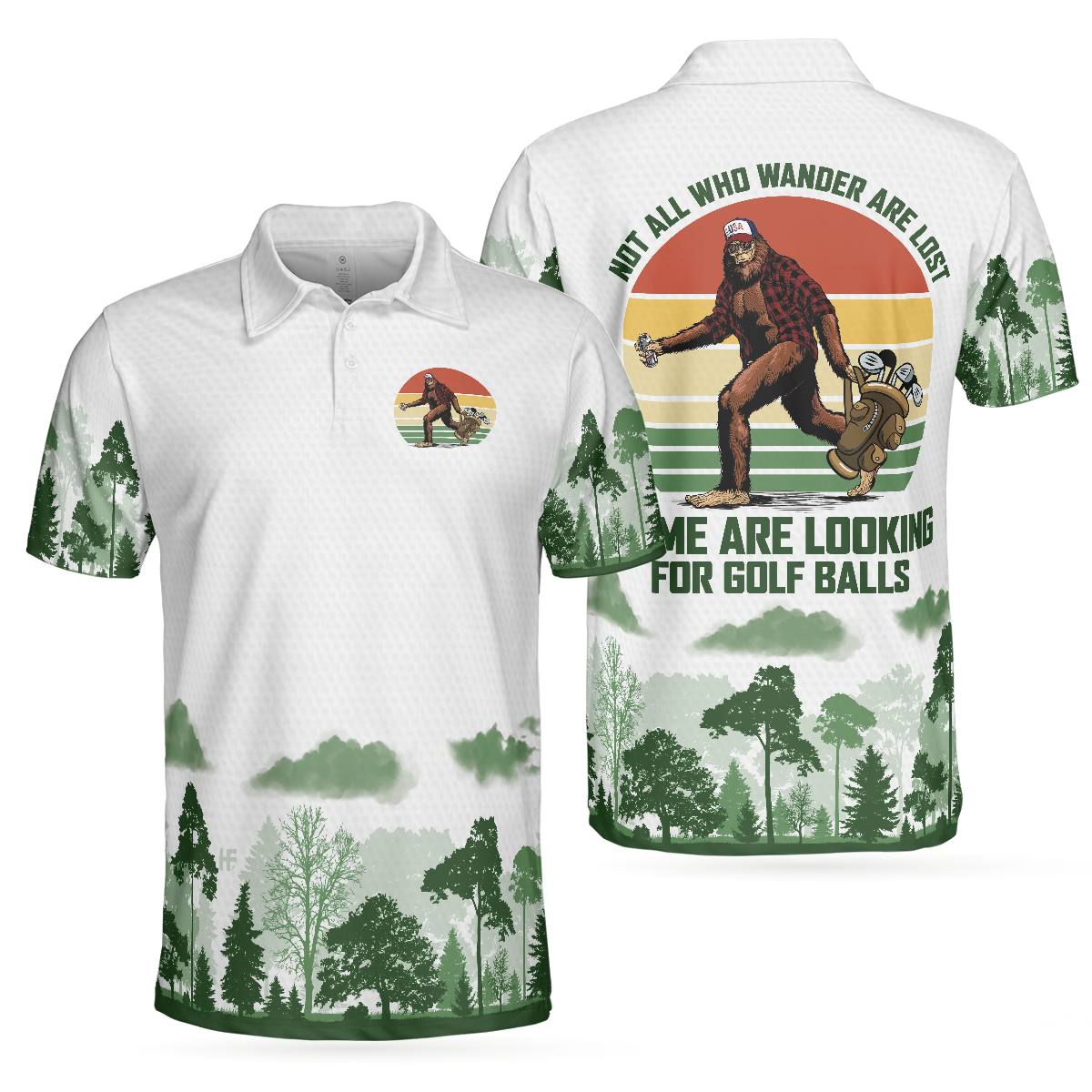 Golf Not All Wanders Polo Shirt, Cool Big Foot Golf Shirt For Male Golfers, Beer Drinking Golf Shirt
