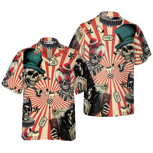 Circus Mysteries With Skull Magicians And Clowns Hawaiian Shirt