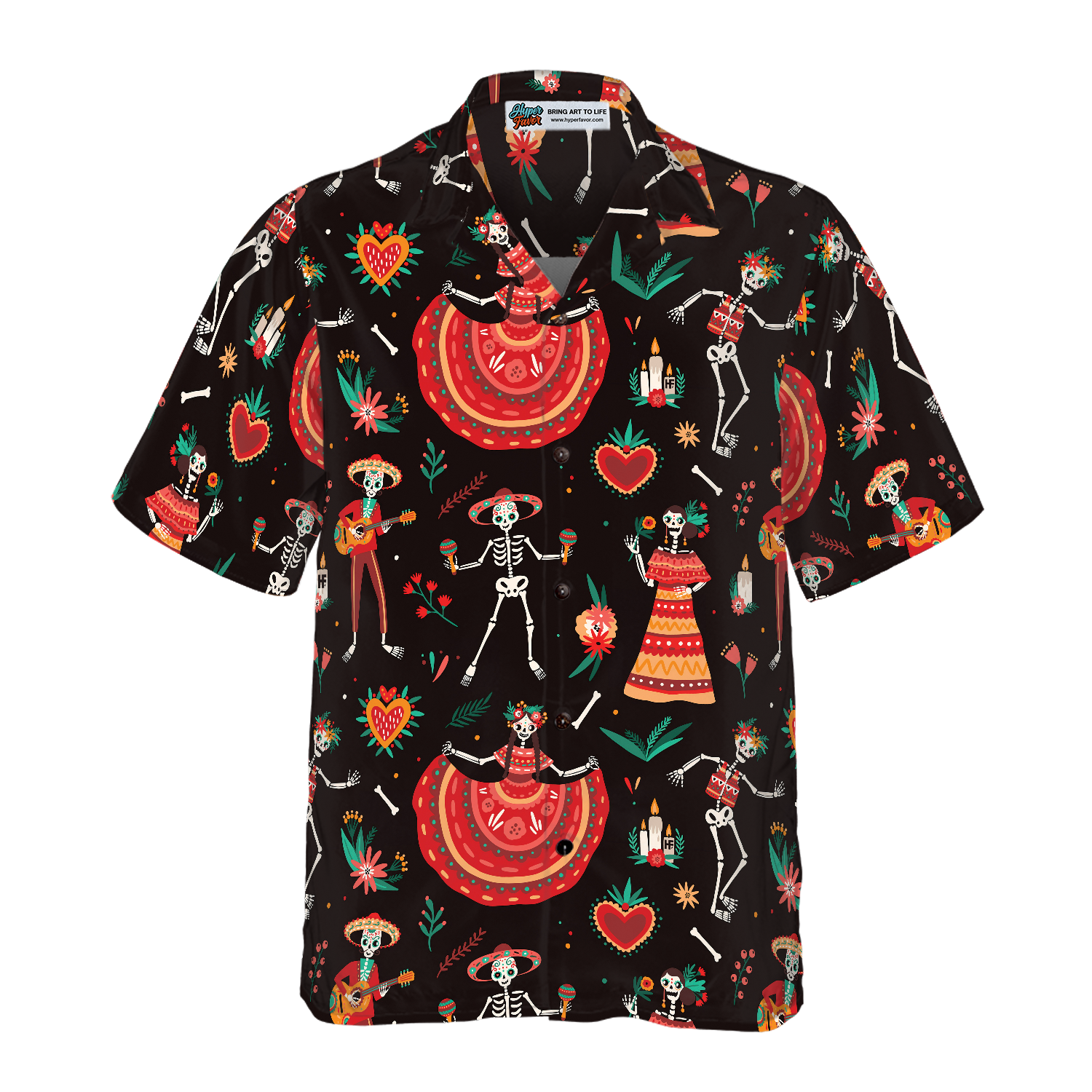 Skull Day Of The Dead Flower Hawaiian Shirt