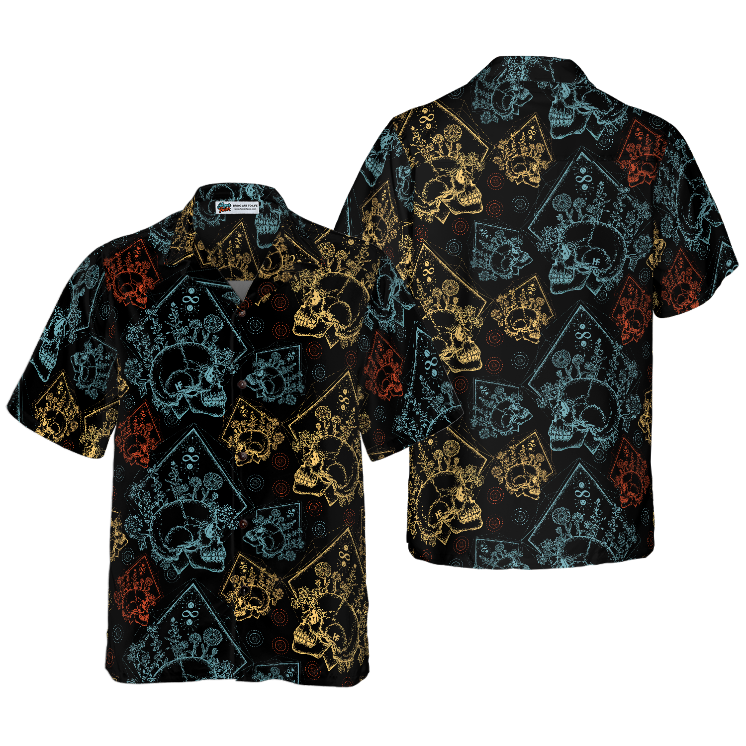 Gothic Skulls In Scrapbooking Style Hawaiian Shirt