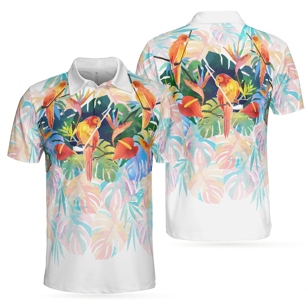 Tropical Parrots Golf Polo Shirt For Men