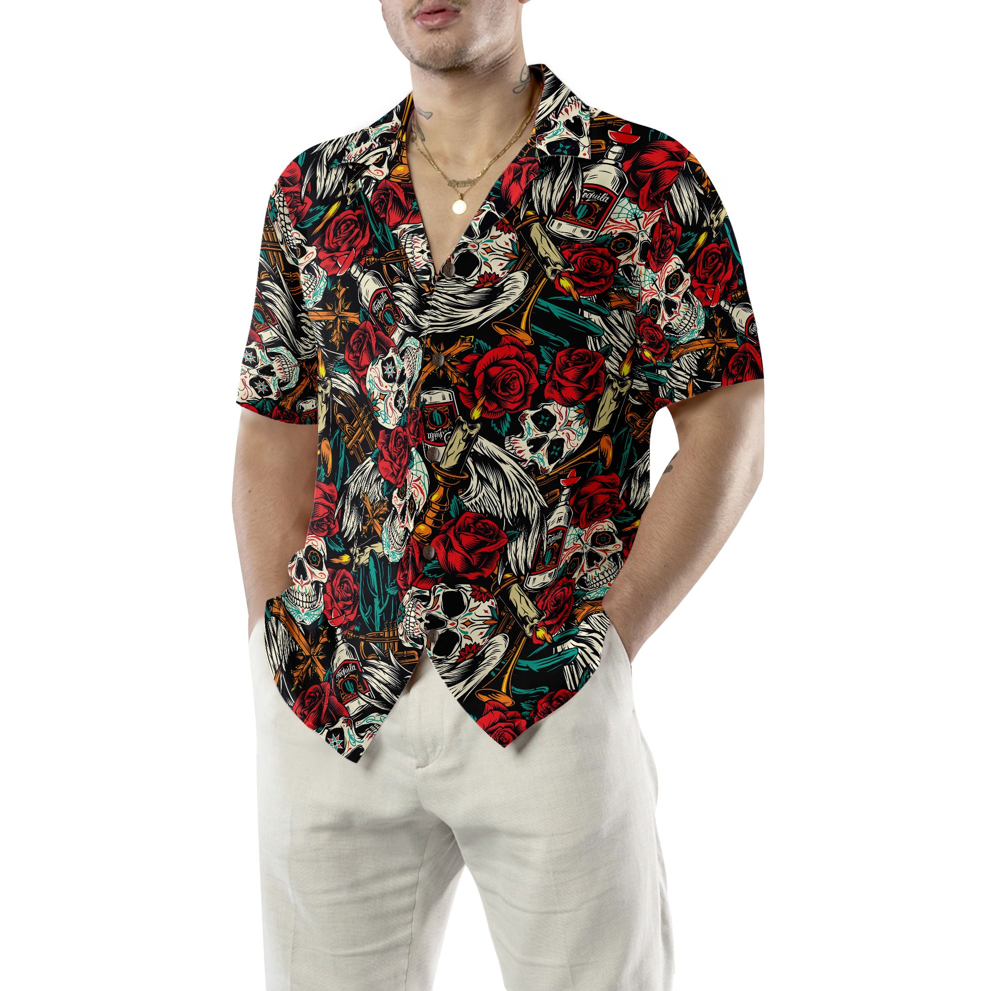 Day Of The Dead Skull Hawaiian Shirt, Best Skull Shirt For Men And Women